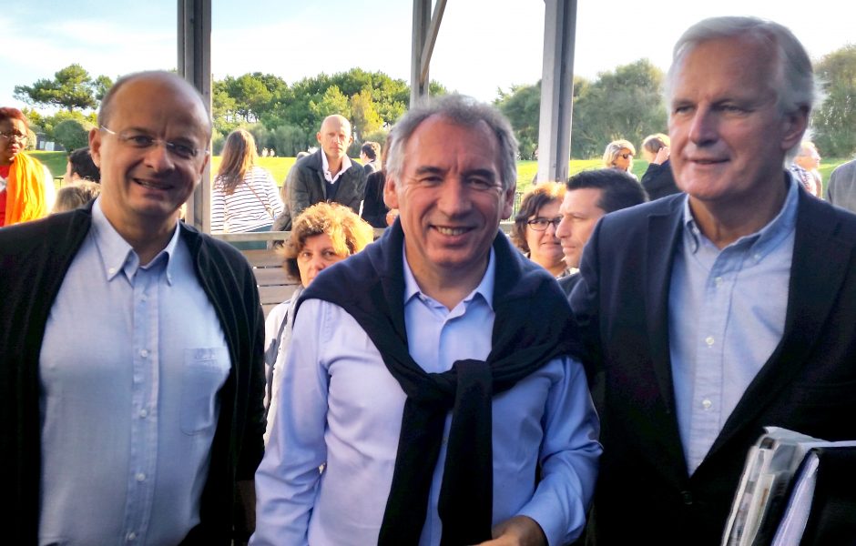 Christophe Grudler, François Bayrou et Michel Barnier  © Modem