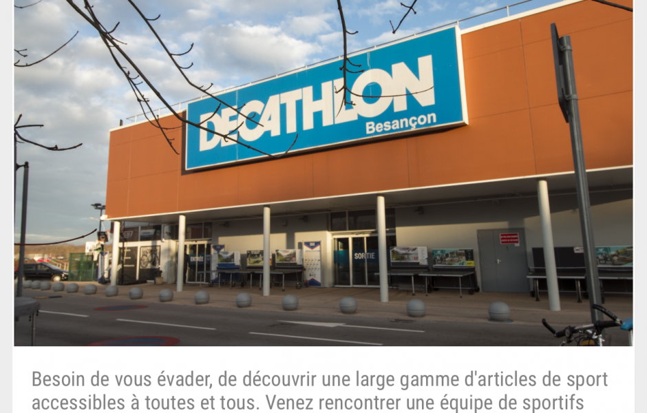 Capture d'écran de l'application Decathlon ©