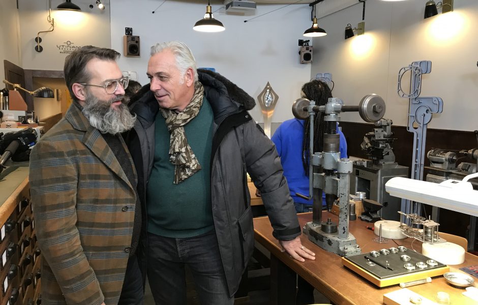 Philipe Lebru, horloger et Stéphane Thébaut animateur de 