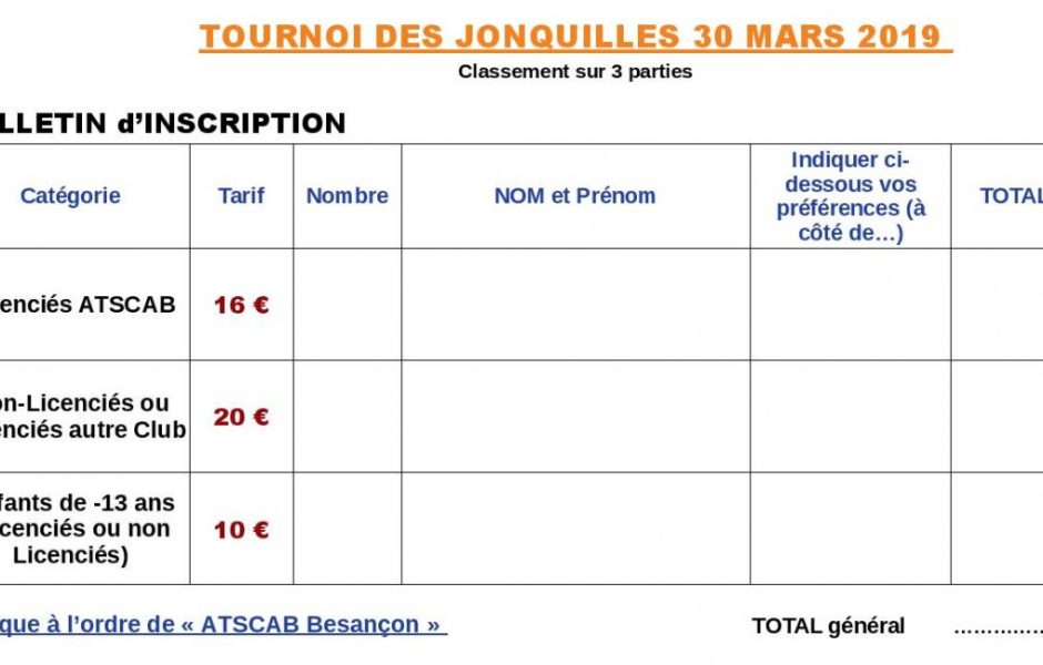 bulletins inscription jon