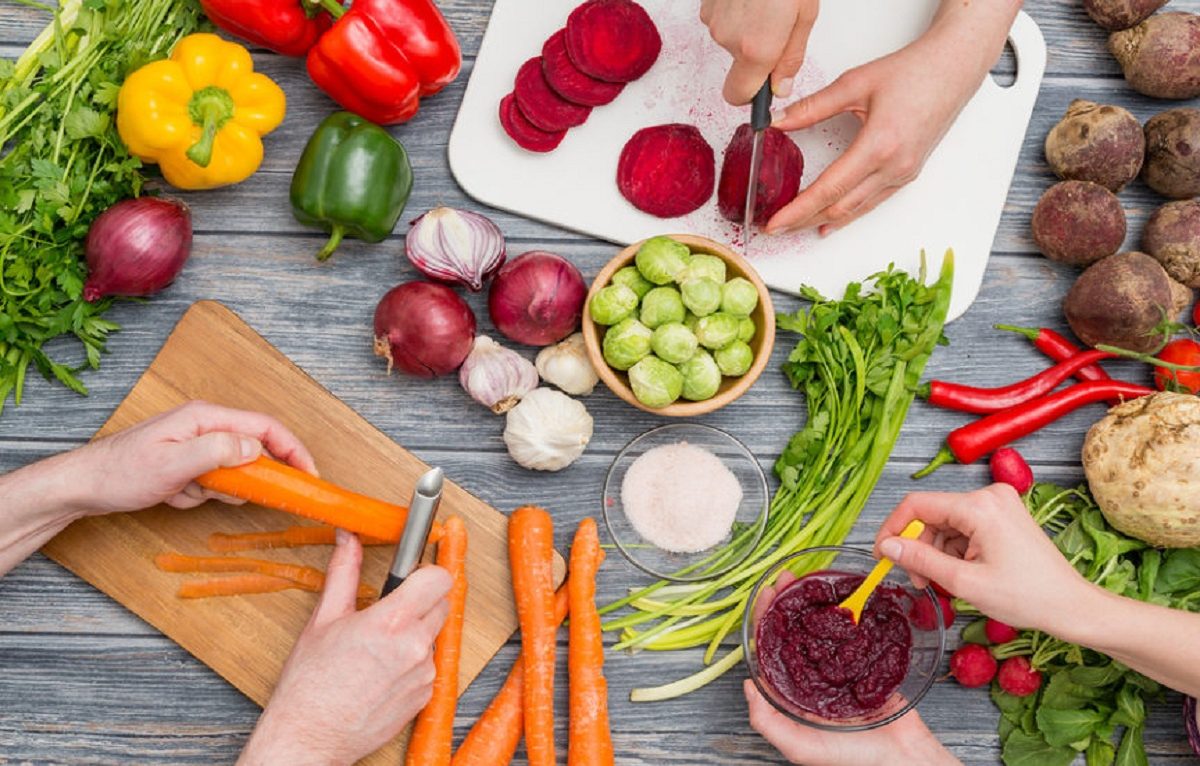 cooking food kitchen cutting cook hands man male knife preparation fresh preparing hand table salad concept - stock image ©