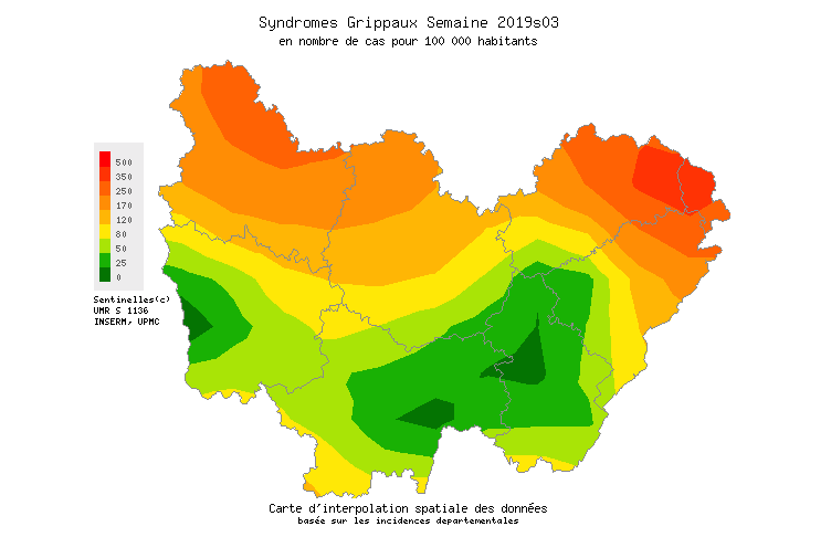 grippe semaine 3 2019 bourgogne Franche-Comté © Sentinelles ©