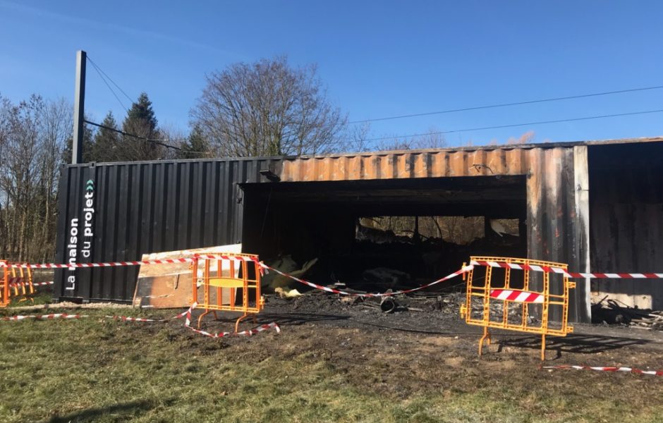 Incendie de la maison du projet de l'écoquartier des Vaites - 25 février 2019 © DR ©