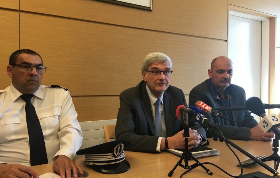 conférence de presse du 17 avril  2019 en présence du commandant Trousseau de Pontarlier, Régis Millet de l'antenne de la police judiciaire de Besançon et Christian Molé, Vice-procureur © Hélène Loget ©