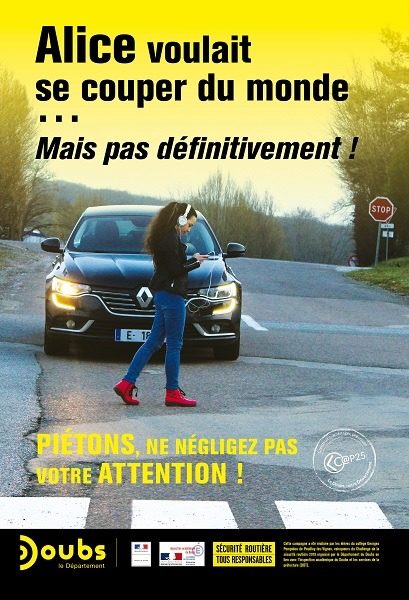 sécurité routière affiche gagnante diffusée au mois de février 2020 © dr ©