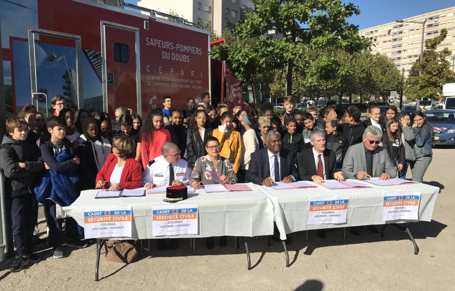 Lancement de la section des Cadets de la Sécurité Civile avec la signature d’une convention entre le SDIS du Doubs et les collèges Diderot et Voltaire de Besançon ©Alexane Alfaro ©