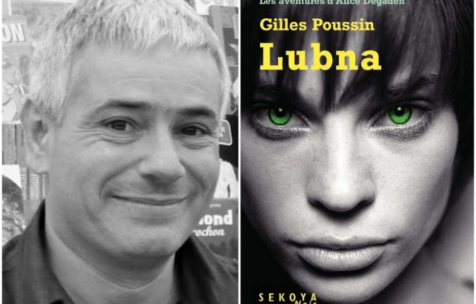 Gilles Poussin et la couverture de son dernier livre 