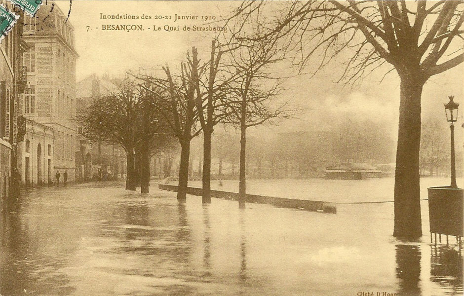 Crue de 1910 à Besançon  promenade Chamars © Facebook Besançon d'Antan ©