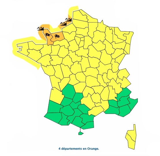 nouvelles rafales de vent prévues ce jeudi 13 février 2020 © Météo France ©