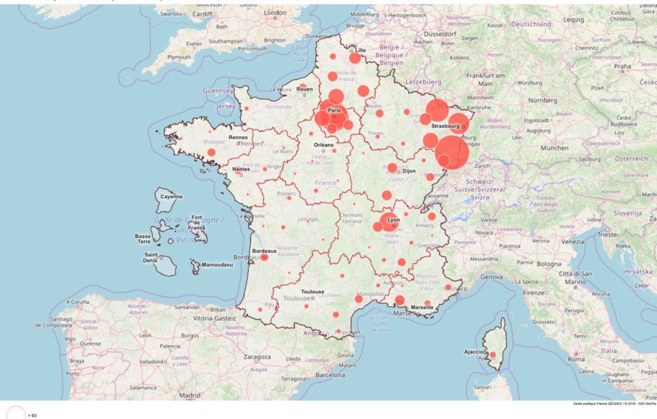 Carte des décès liés au Coronavirus © Santé publique France -29 mars 2020 ©