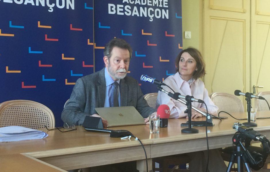 Jean-François Chanet, recteur de l'académie de Besançon et de la région académique de Bourgogne Franche-Comté et Nathalie Découlet, déléguée régionale académique au numérique pour l'éducation. ©Alexane Alfaro ©