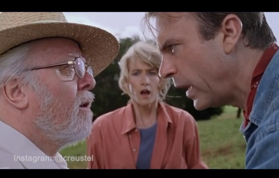 Jurassic Park de Steven Spielberg (1993) détourné par @Creustel.  ©