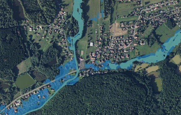 La Savoureuse Zones inondables modélisées pour la crue de 1990 et la crue de 2007 au niveau d'Eloie © Prefecture du Territoire de Belfort  ©