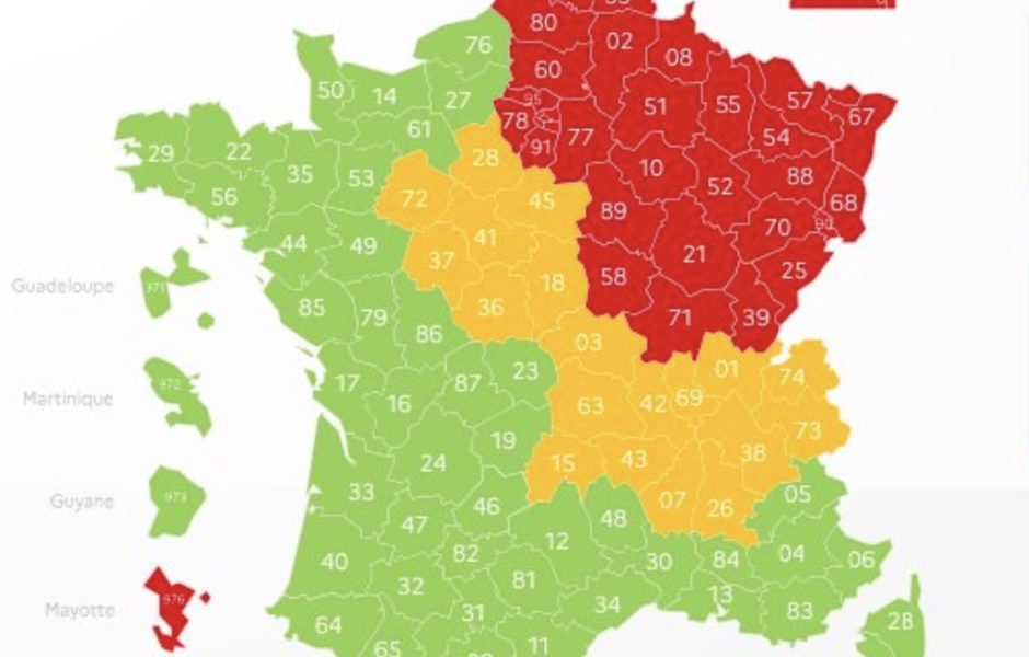 Carte déconfinement du lundi 4 mai 2020 © ministère de la santé ©