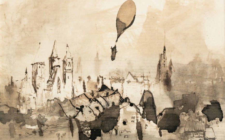 « Départ du ballon » :  hommage aux ballons montés utilisés pendant le siège pour communiquer © Sotheby's Victor Hugo ©