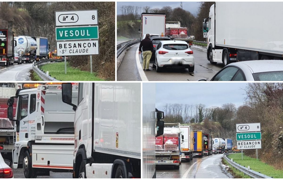 Accident à hauteur de Chemaudin sur l'A 36 ce 15 mars 2021 vers 13h45 © Alerte témoin FG