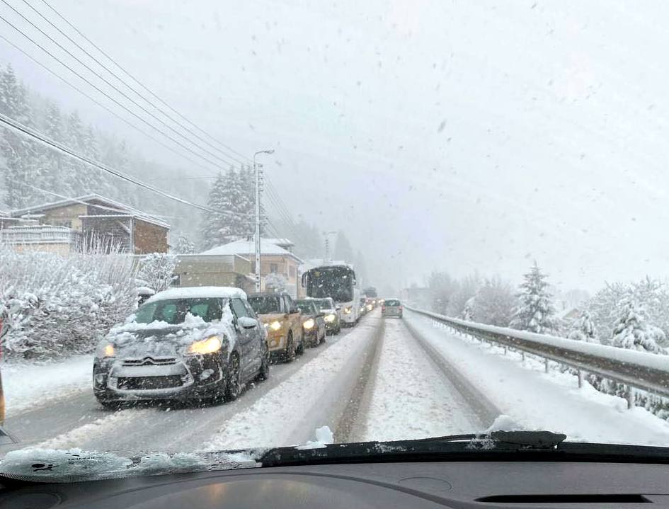 Des bouchons dans le Haut-Doubs ce lundi 15 mars 2021. © Info Routes Haut-Doubs 25 - DR