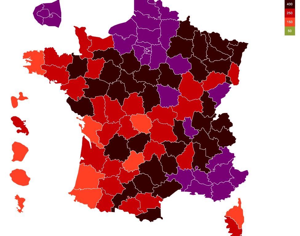 Incidence au 1/4/21 &copy; Covid Tracker