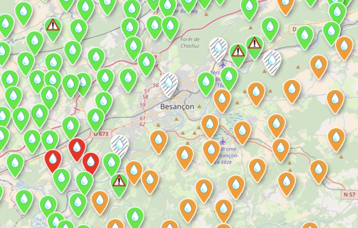 Carte interactive publiée par l'UFC Que Choisir et Générations Futures © Contributeurs OpenStreetMap, CC-BY-SA