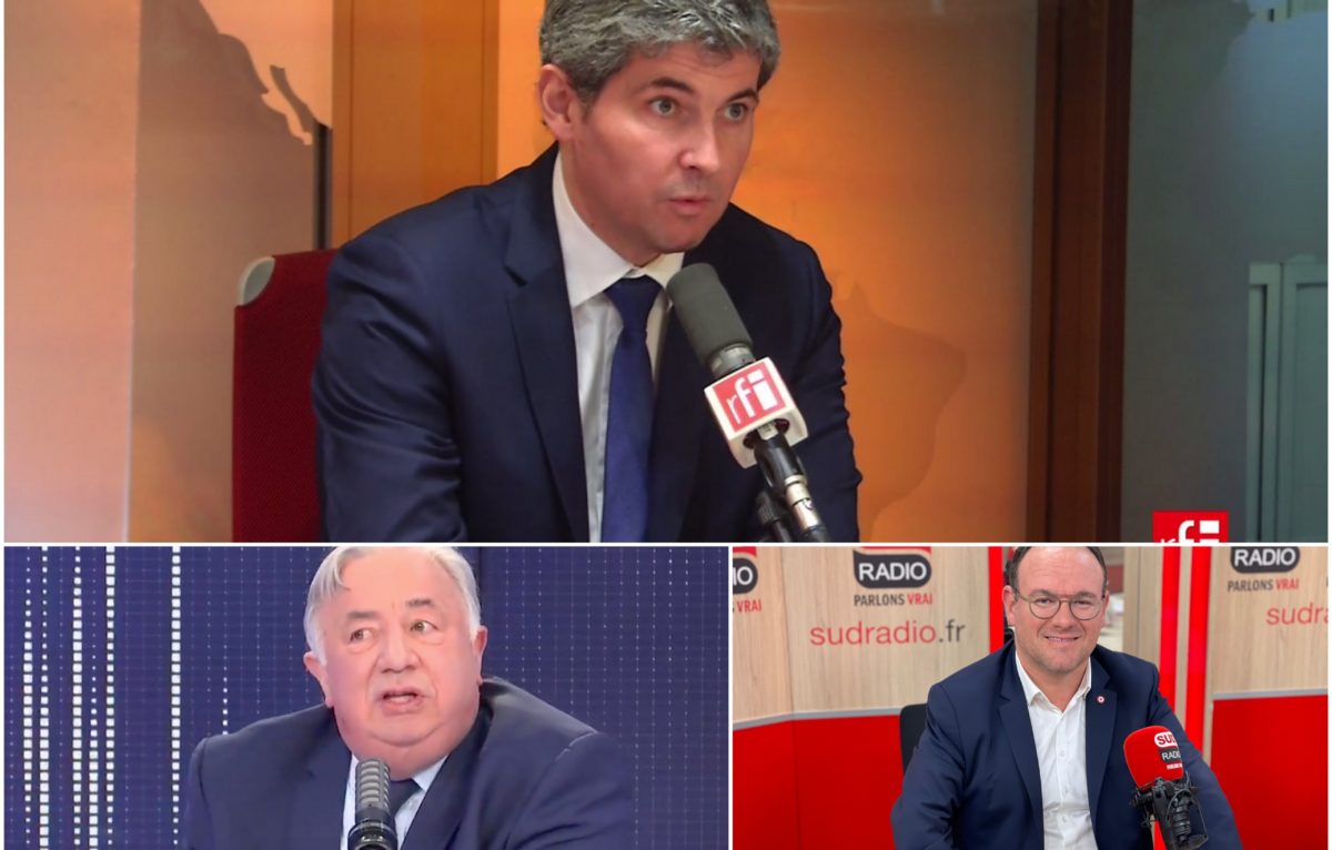 Gilles Platret © RFI, Gérard Larche © France Info et Damien Abad © Sud Radio © Captures 