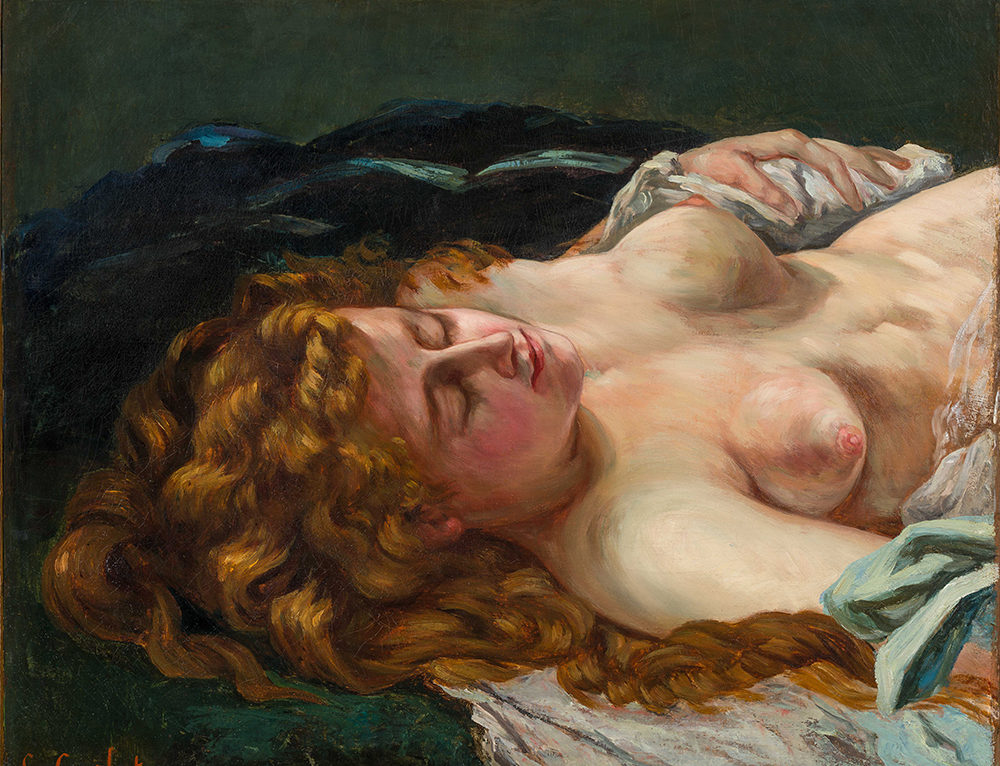 Gustave Courbet, Femme endormie aux cheveux roux
1864
huile sur toile, 56,8 × 69,9 cm
Suisse, collection privée –
Courtoisie Galerie Jean-François Heim, Bâle © Morïtz Herzog