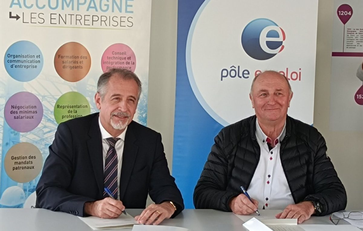 Michel Swieton, Directeur régional Pôle emploi BFC et Bernard Laborey, Président de la FFB BFC. © DR