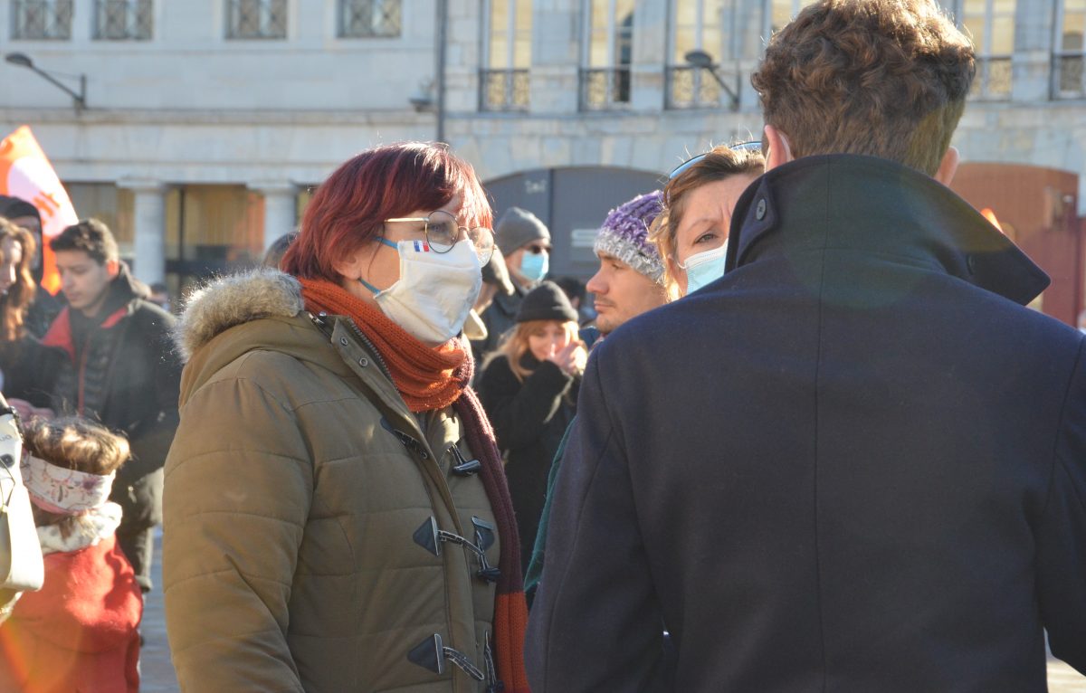 Manifestation du 13 janvier à Besançon contre le protocole sanitaire dans les écoles. © Alexane Alfaro