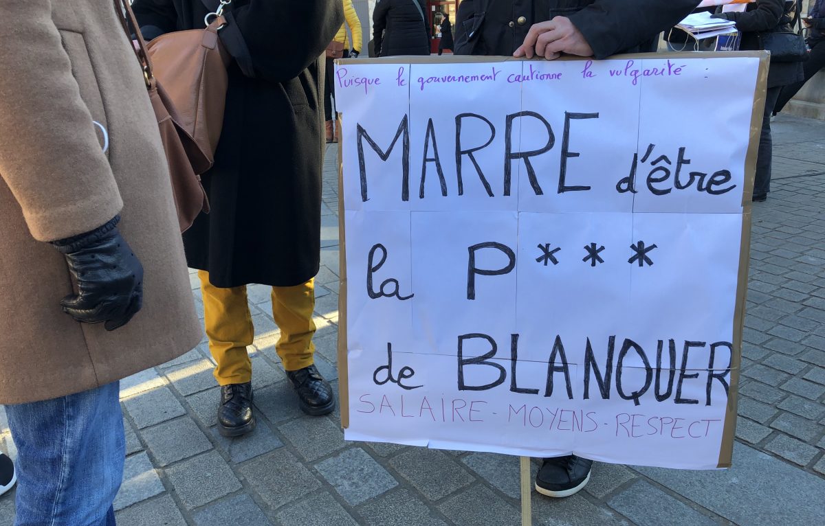 Manifestation du 13 janvier à Besançon contre le protocole sanitaire dans les écoles. © Alexane Alfaro