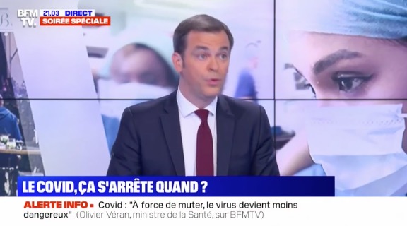 Olivier Véran le 2 février 2022. © BFM TV