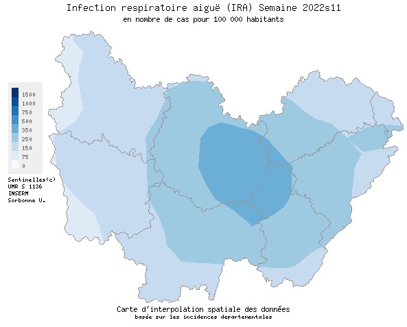 330 cas pour 100.000 habitants en moyenne en Bourgogne Franche-Comté (S11 2022) ©