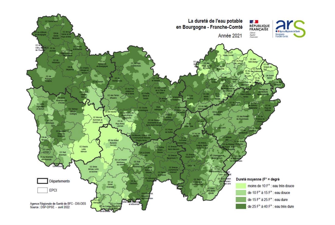 Dureté de l'eau © ARS Bourgogne Franche-Comté