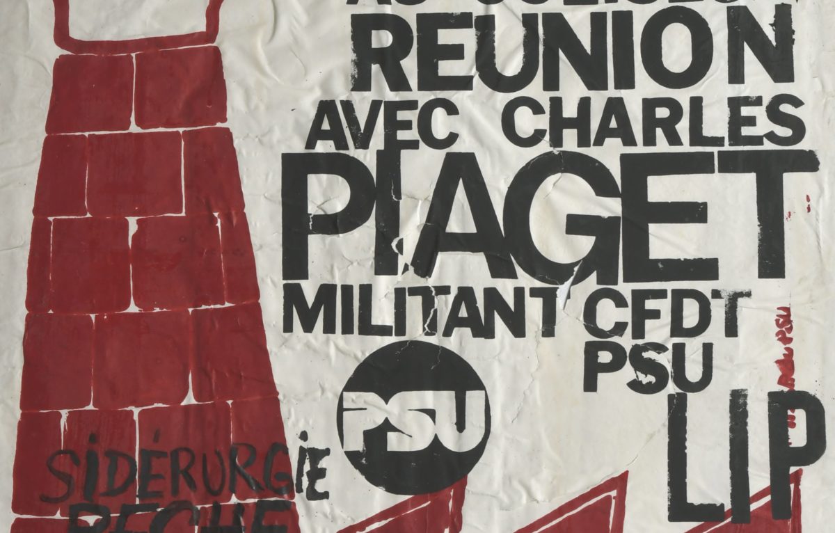 PSU APO en lutte, réunion avec Charles Piaget, 1978, affiche © Besançon, musée du Temps, Éric Chatelain