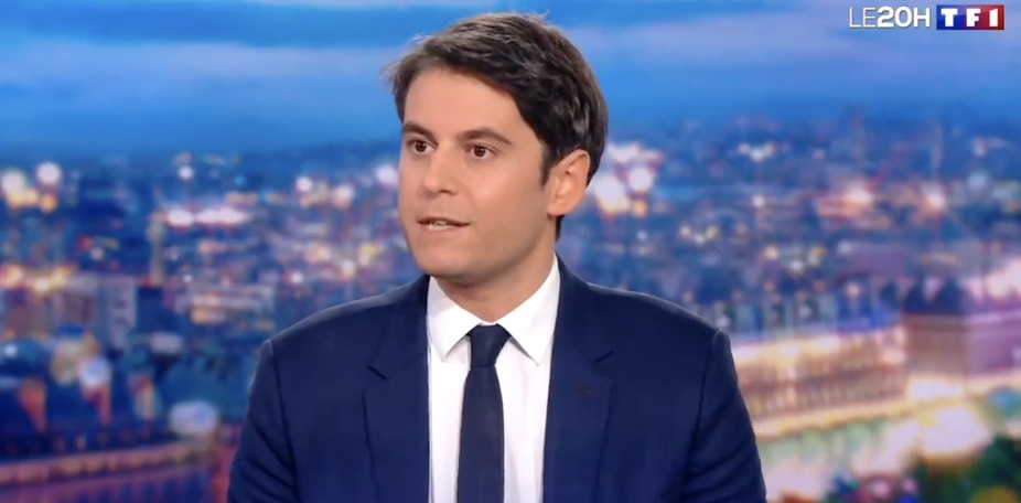 Gabriel Attal sur TF1 jeudi 11 janvier 2023. © TF1