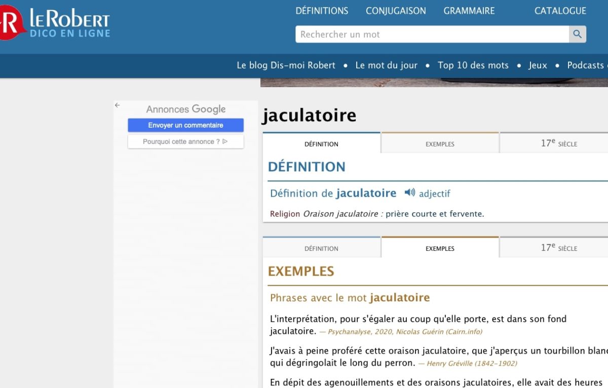  © Capture d'écran Le Robert dico en ligne