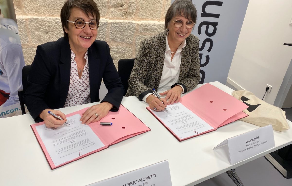 Nathalie Albert-Moretti, rectrice de l'académie de Besançon et Anne Vignot, maire de Besançon. © Alexane Alfaro