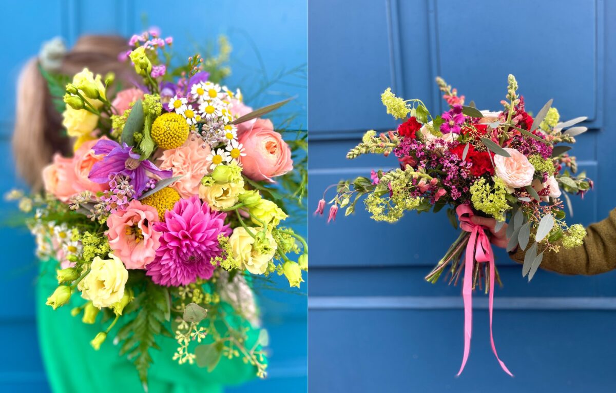 Des fleurs en crépon et d'autres fraiches © Atelier Fleuri,