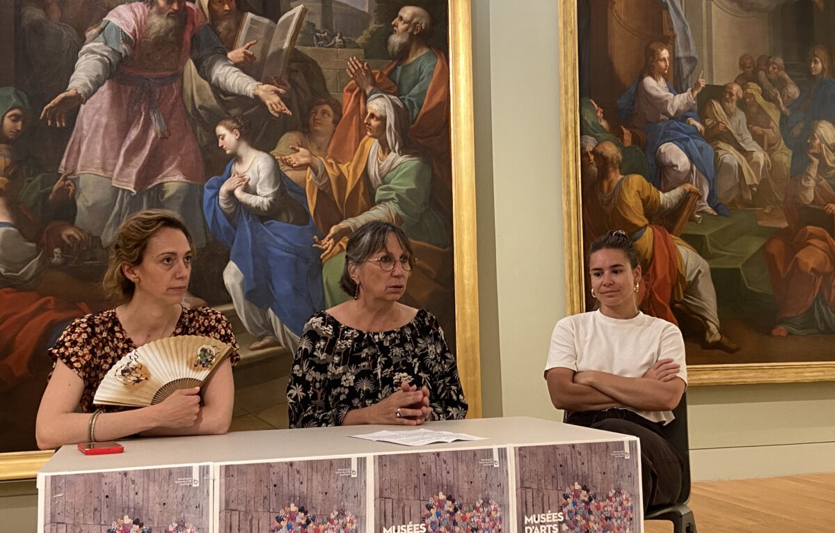 Aline Chassagne, Anne Vignot et Virginie Guffroy au musée des Beaux-Arts de Besançon. © Élodie R.