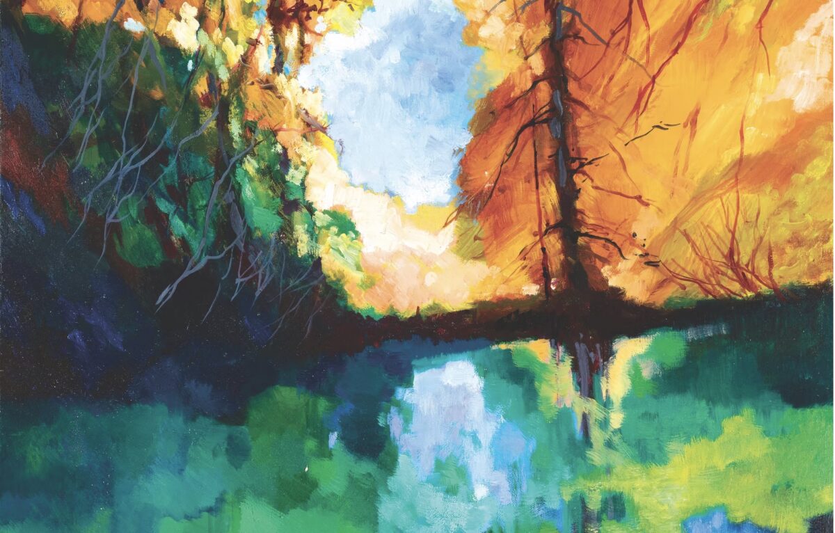 La source bleue - Huite sur toile - 60 x 60 cm - Gilles Erny © Galerie Médicis