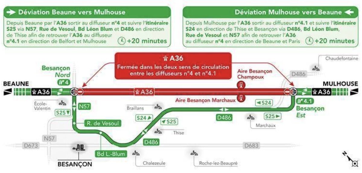Le schéma de déviation activé © APRR