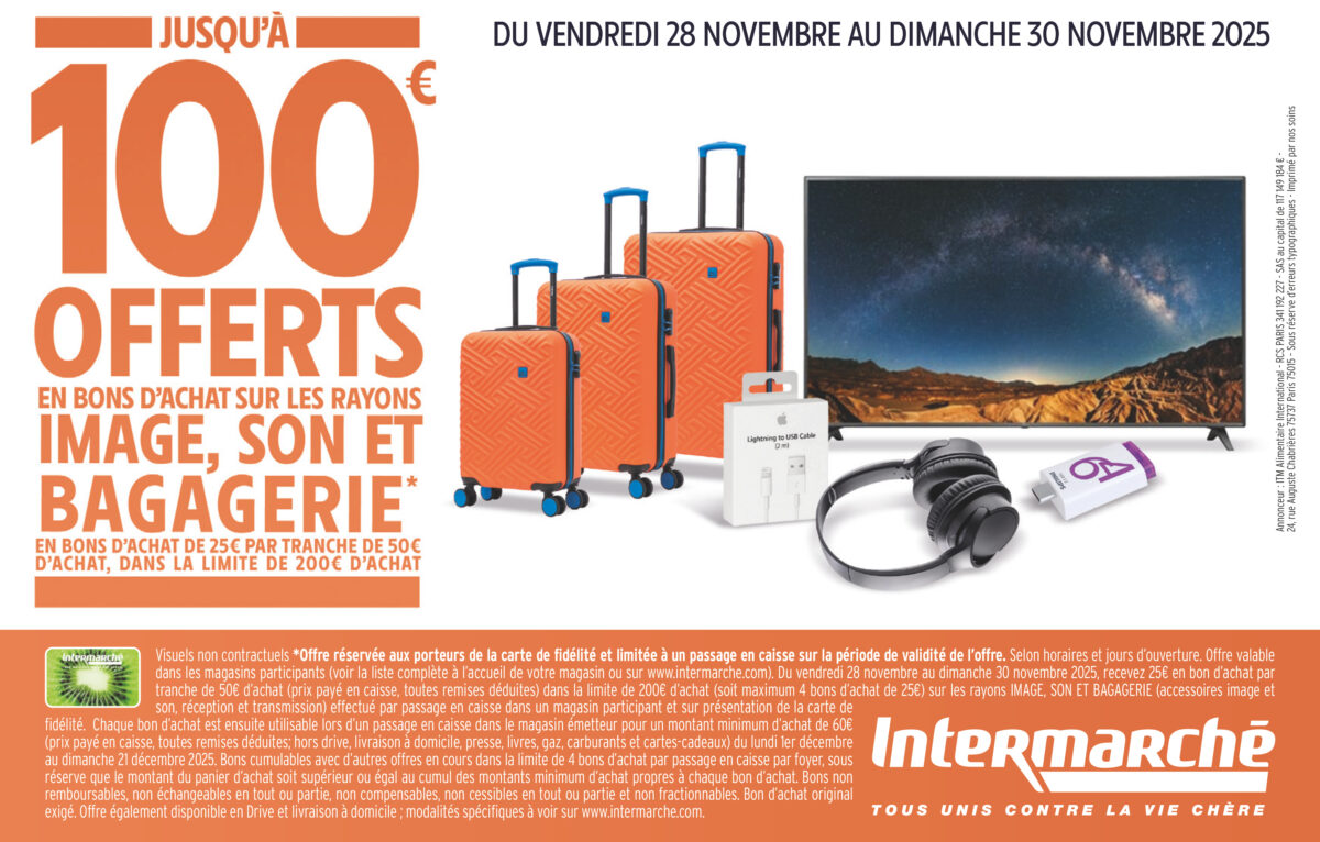 Des offres sur la bagagerie, le son et l'image - Intermarché Chateaufarine © Créé par nos soins