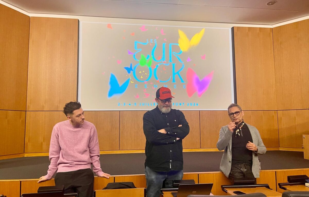 Anthony Fernandez, responsable du pôle partenariat des Eurockéennes et co-programmateur, Kem Lalot, programmateur, et Jean-Paul Roland, directeur du festival. &copy; Alexane Alfaro