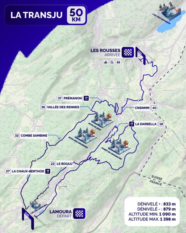Carte tracé Transjurassienne 2026. &copy;