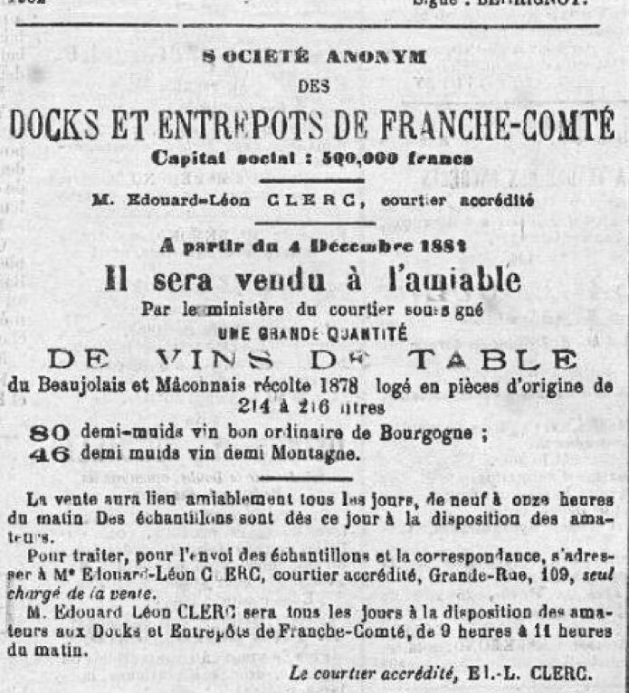 Société créée en 1882. Publicité 2 décembre 1882 &copy; DR