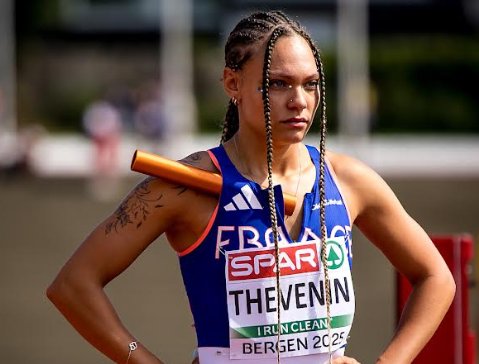 Nina Thevenin - sprinteuse lors de l'épreuve de Bergen 2025 au 4x100m &copy; Nina Thevenin