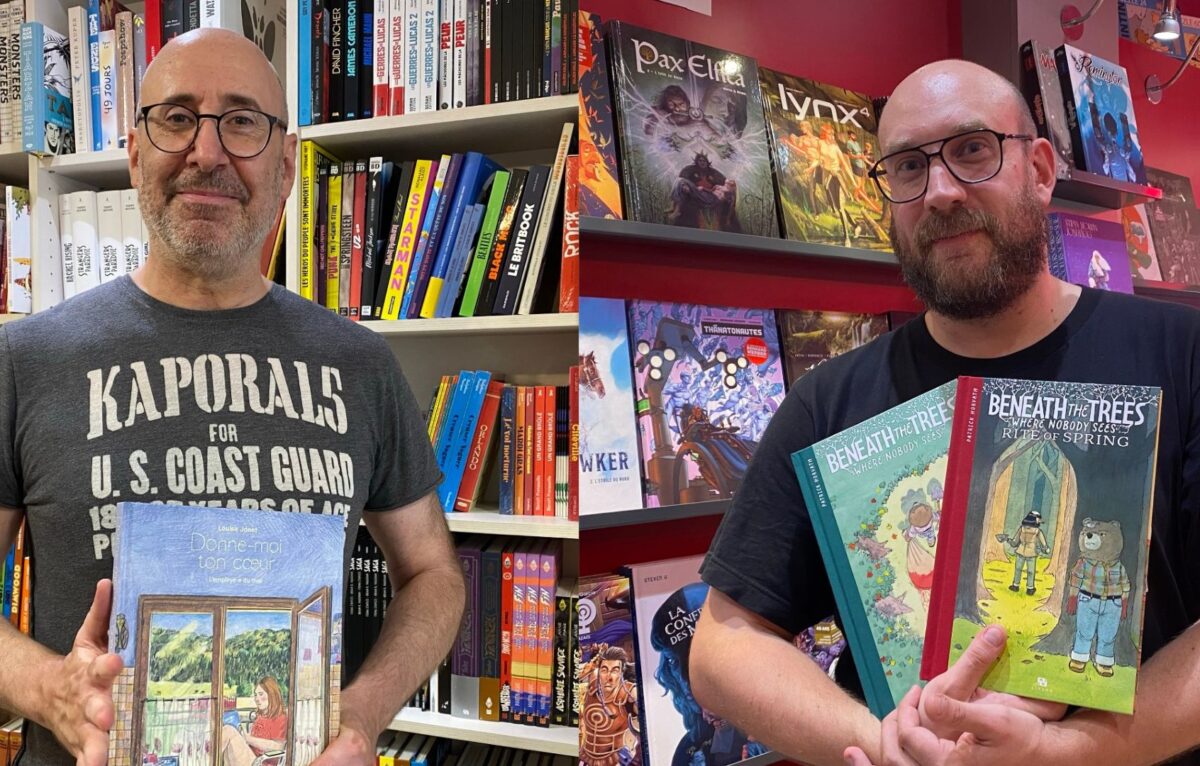 De gauche à droite : Thierry de Mine de Rien et Léo de BD Fugue &copy; Hélène Loget